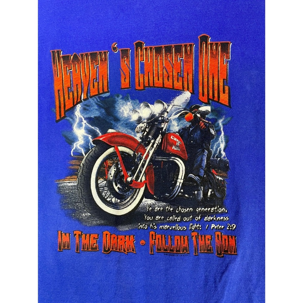 BNK‎ Superactive Wear Mens 2XL Graphic T Shirt Motorcycle Heaven Chosen One Blue